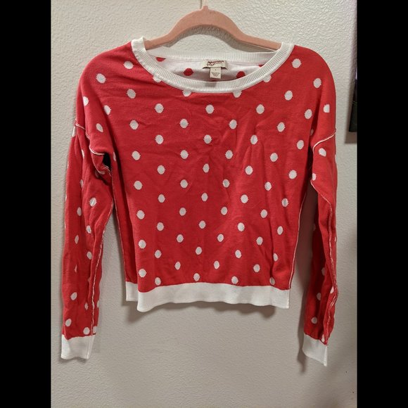 Arizona Jean Company Sweaters - Arizona Jean Company Red and White Polka Dot Sweatshirt Size S
